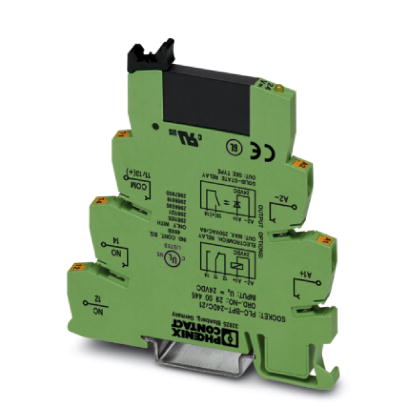 Phoenix Contact Interface Relay and Base; PLC-OPT- 24DC/230AC/1; Universal; 0.75A; 1NO; 24VDC IN; 230VAC OUT; Zero Crossing; DIN Rail Mount; Push-In Connection